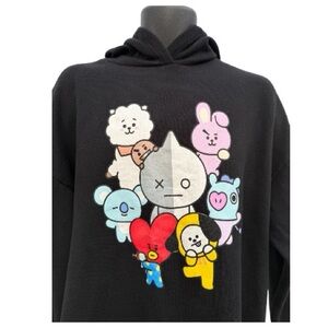 RARE BTS HOODIE BERKSHA BT21 BLACK SWEATSHIRT SIZE Large